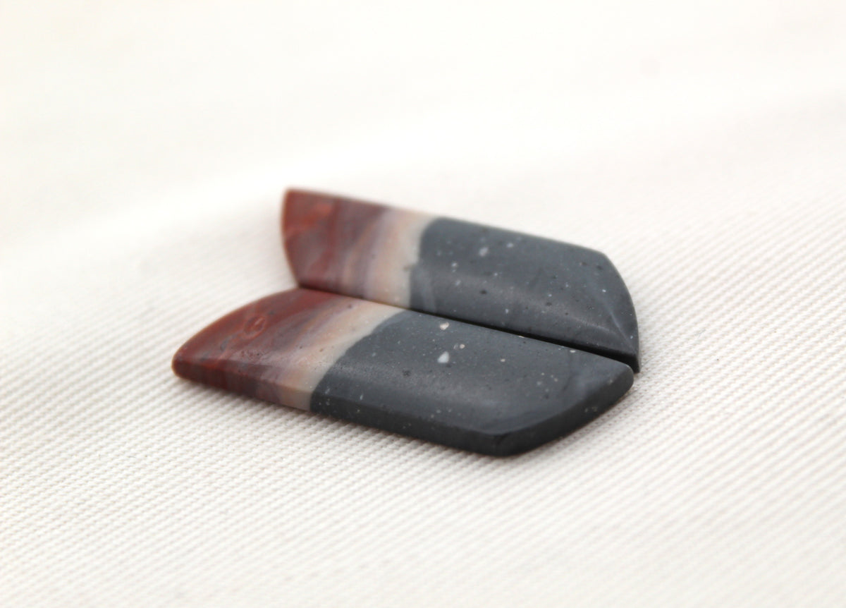 Matching pair of Indonesian Polychrome Jasper Cabochons