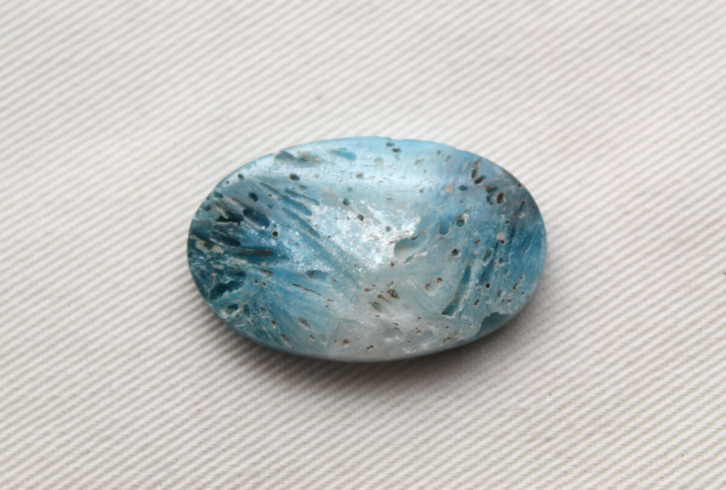 One Blue Ice Agate Oval Cabochon Gemstone