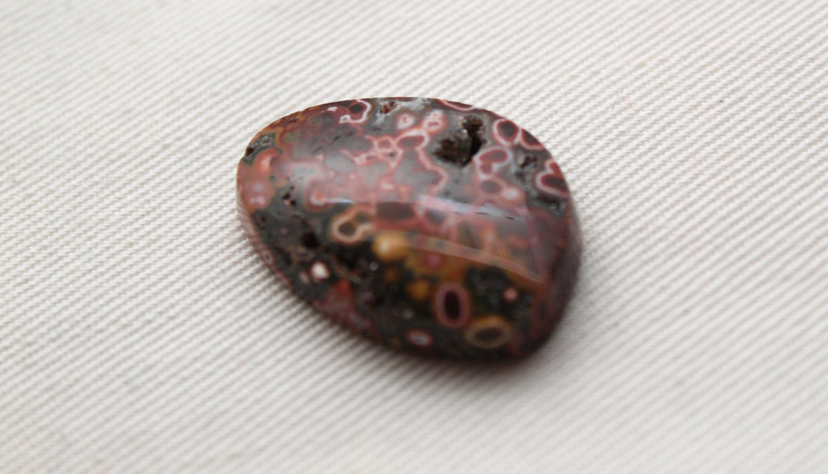 River Jasper Cabochon Gemstone red with Druzy