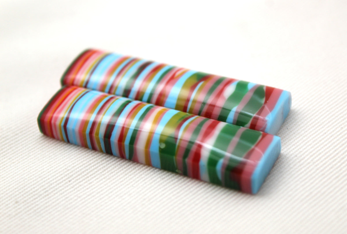 Large Surfite Cabochon Pair multicolors rectangle
