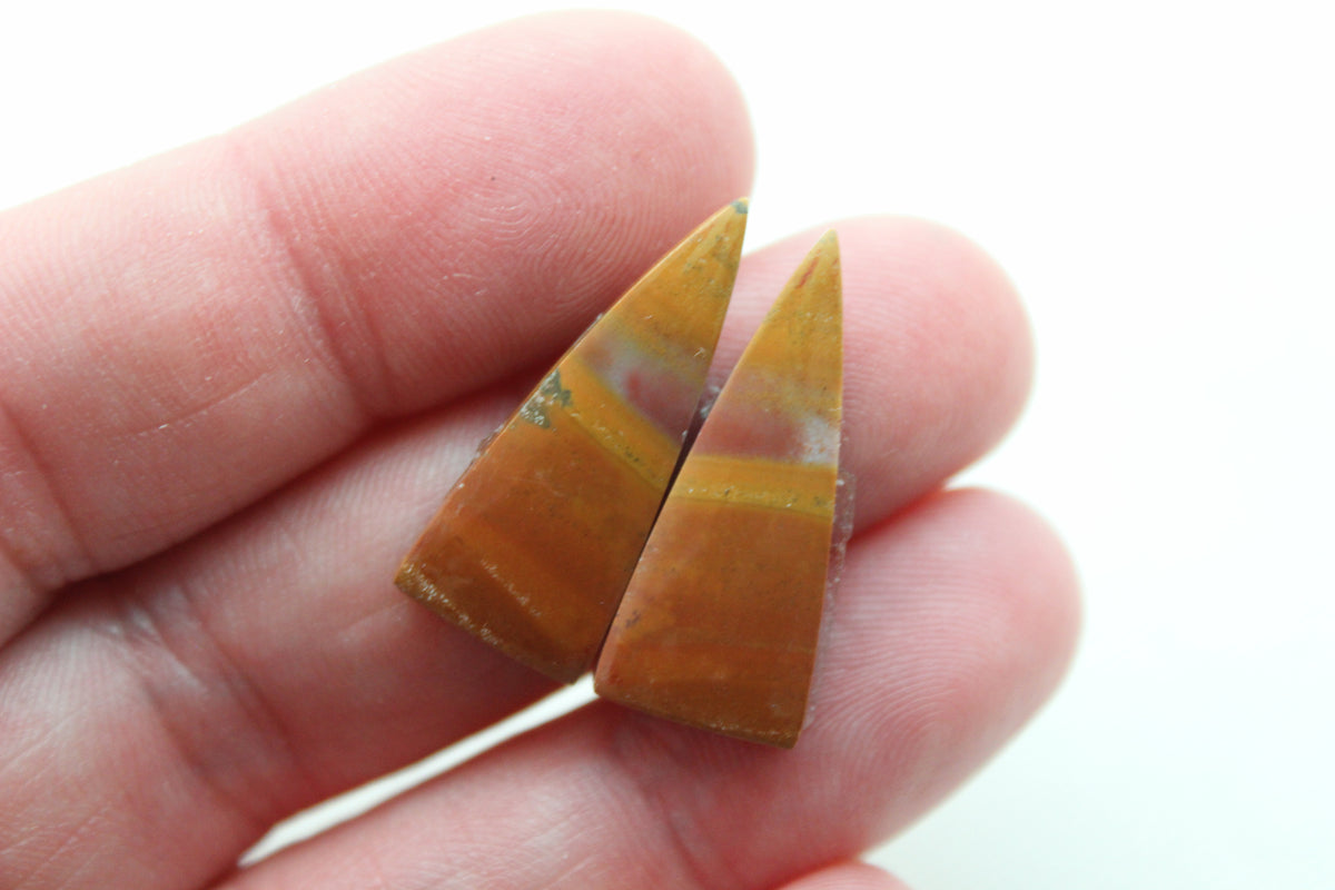 Paire de Cabochons Jaspe Australien marquise gris terre cuite