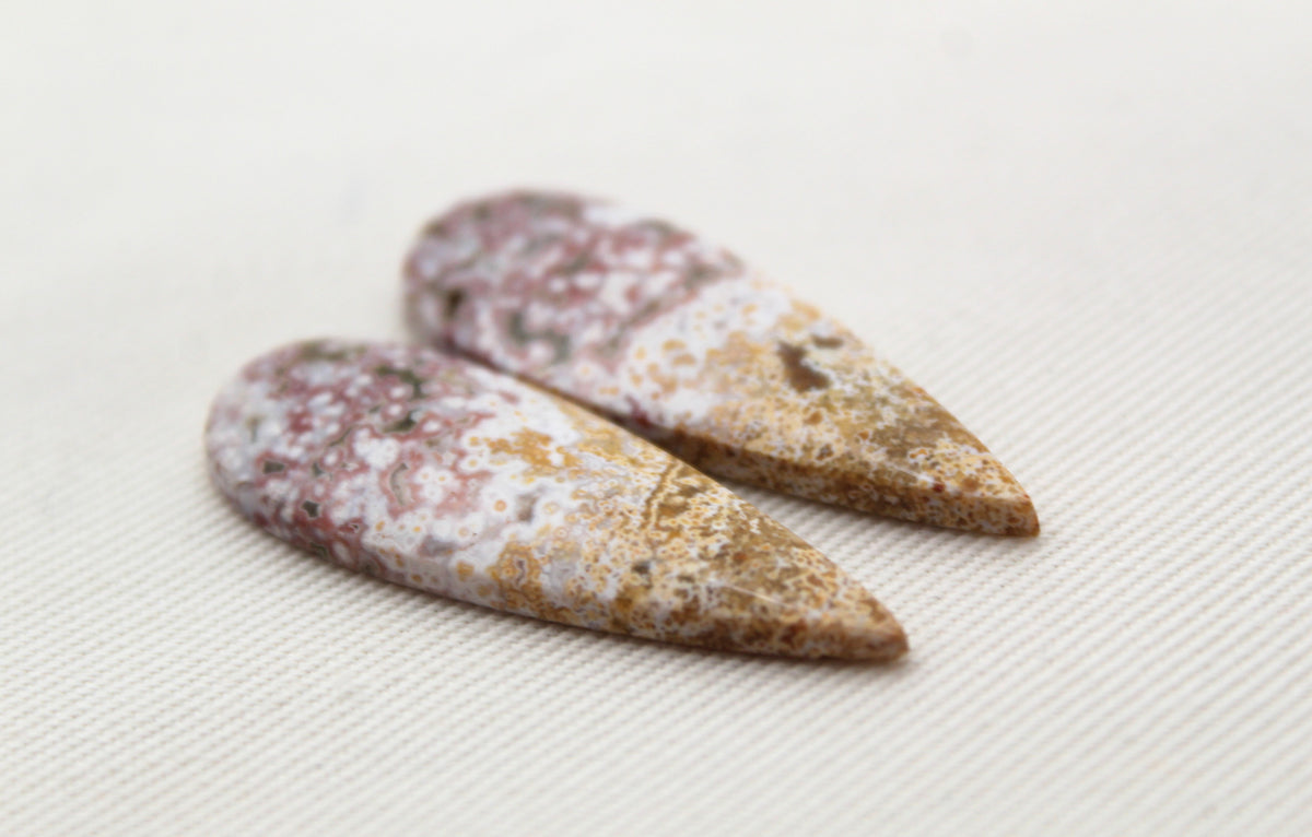 River Jasper Cabochon Pair Gemstone pink beige