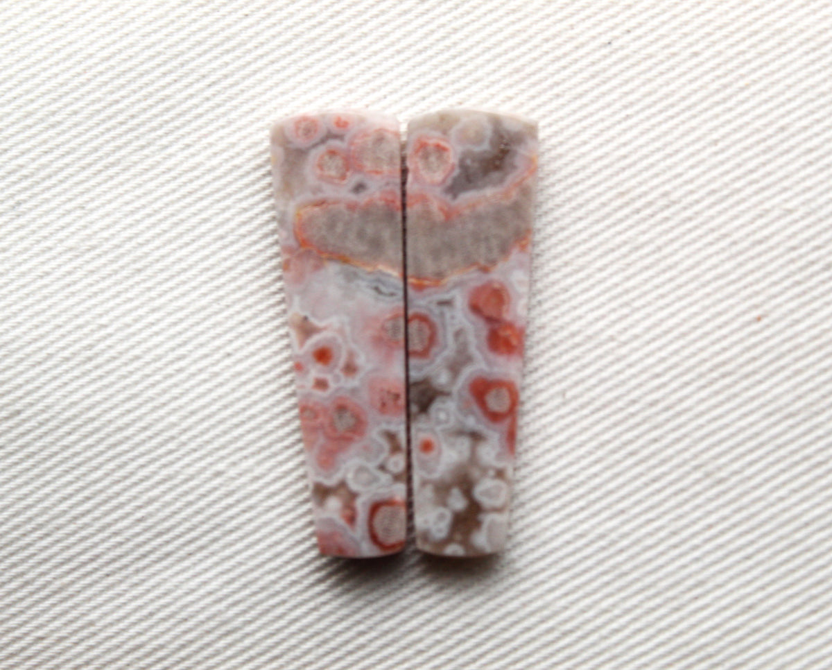 Small River Jasper Cabochons Pair Gemstone pink beige