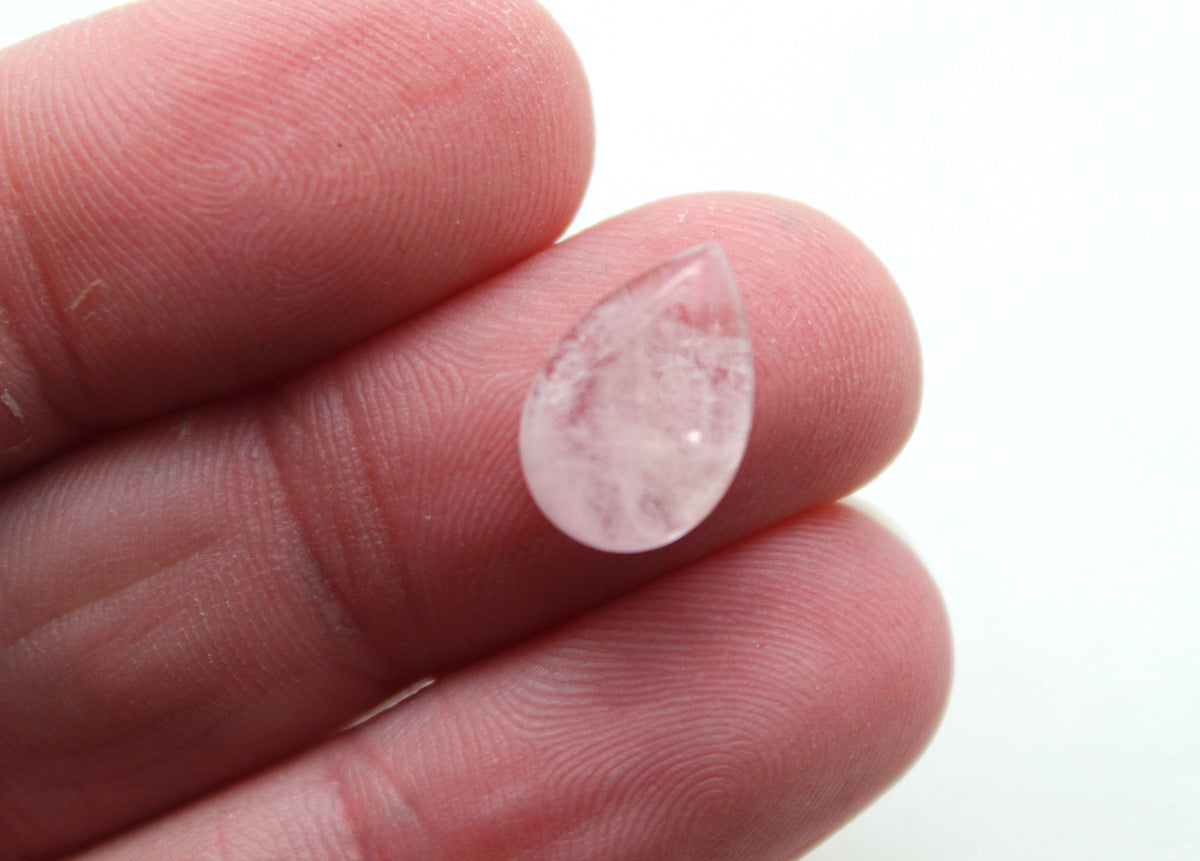 FOUR Morganite cabochons Gemstones pear 9X13MM