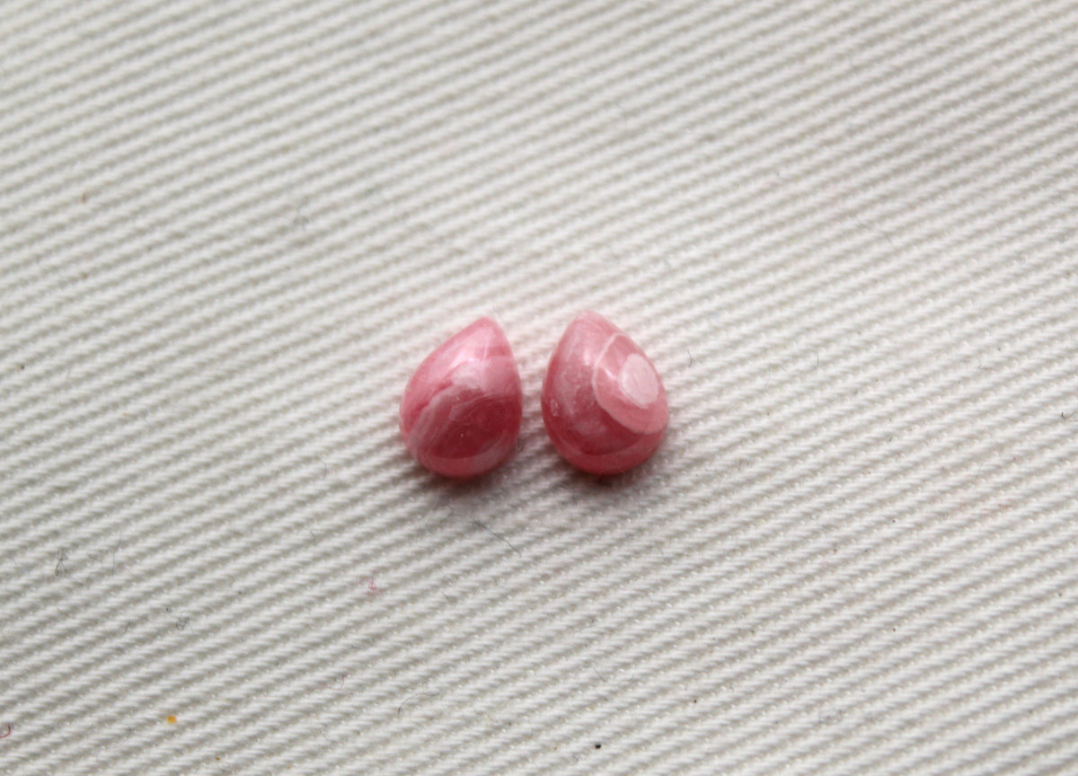 MINI Rhodocrosite pair cabochons Gemstones Pear 5X7MM