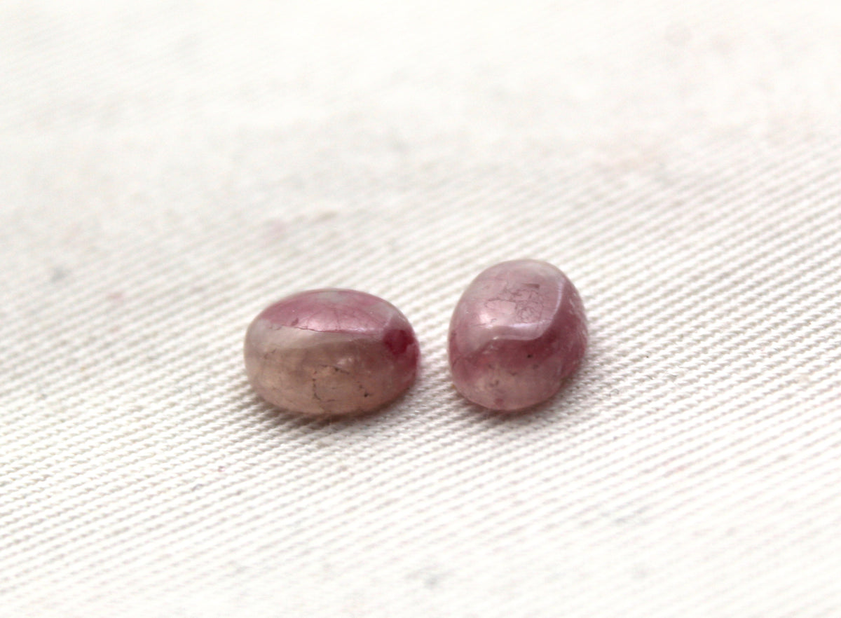 TWO Pink Tourmalines oval 7x9MM Cabochons.