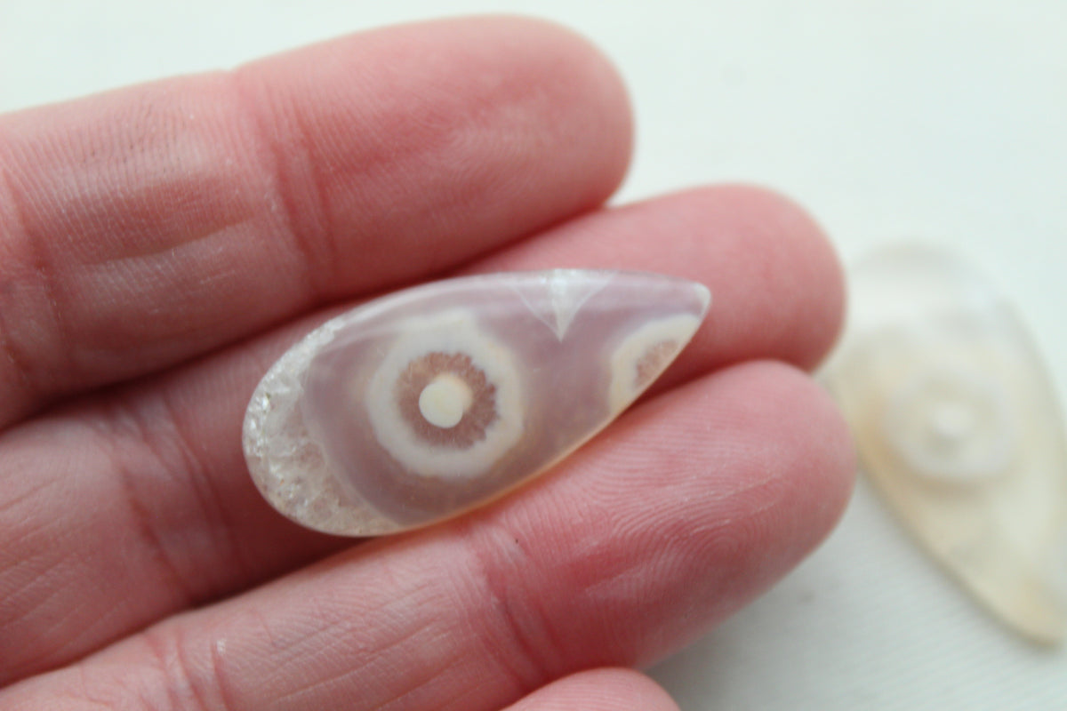 Orbicular Agate Cabochons Pair Gemstone natural teardrop