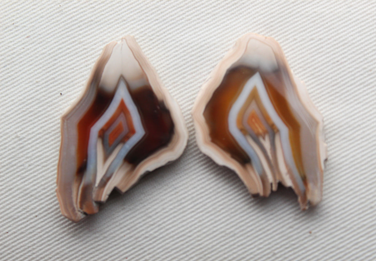 Sliced Agate Pair Gemstones freeform natural