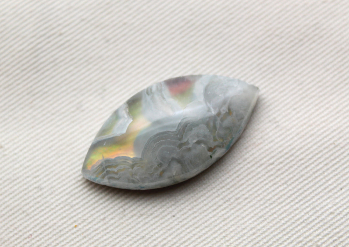 Indonesian Agate Plume DOUBLET Cabochon Gemstone marquise yellow