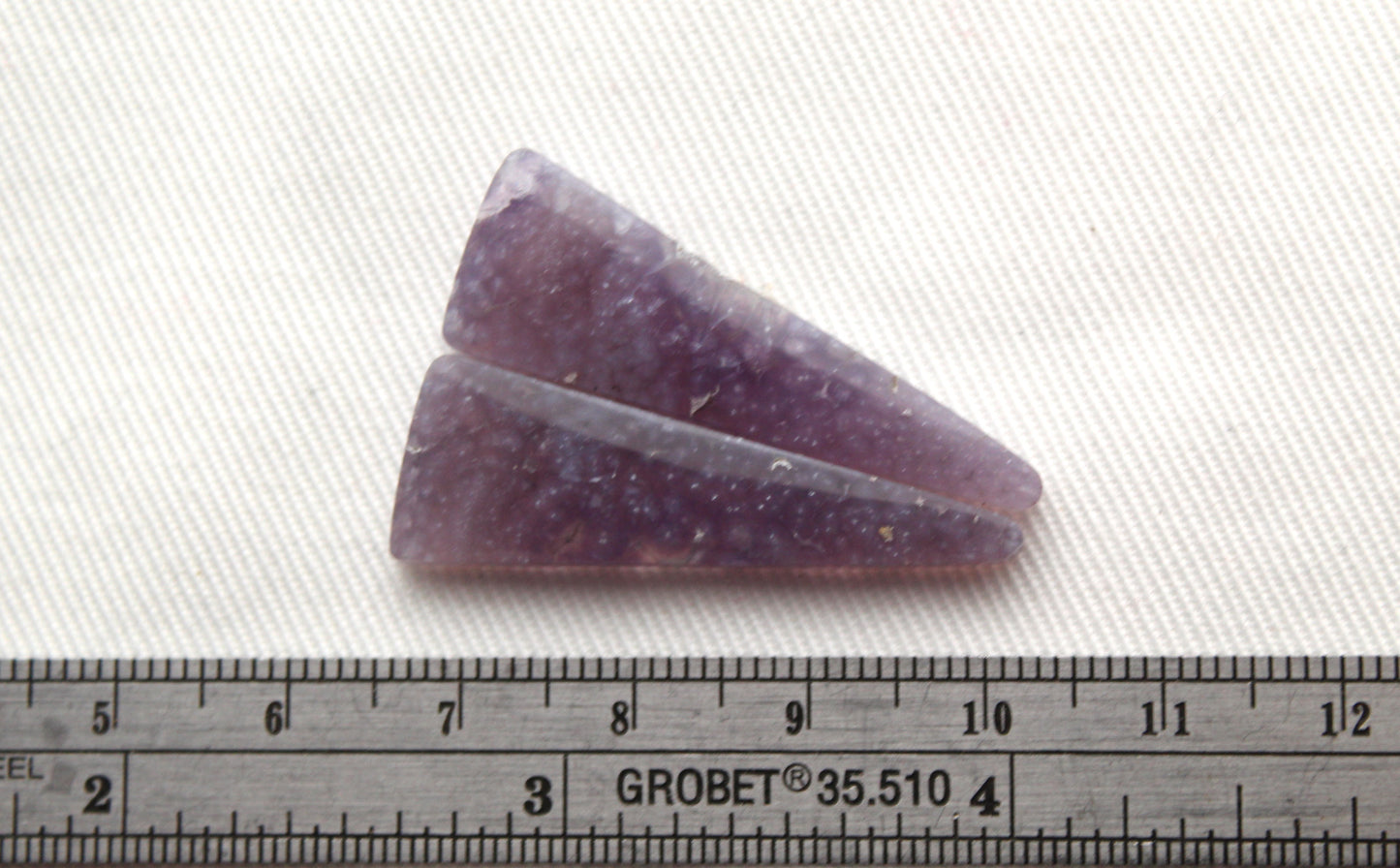 Fossil Palmwood Pair Cabochon Gemstone with druzy pockets Oval
