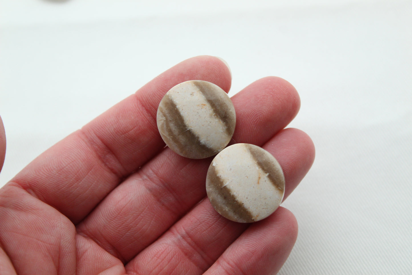 Fossil Palmwood Pair Cabochon Gemstone with druzy pockets Oval