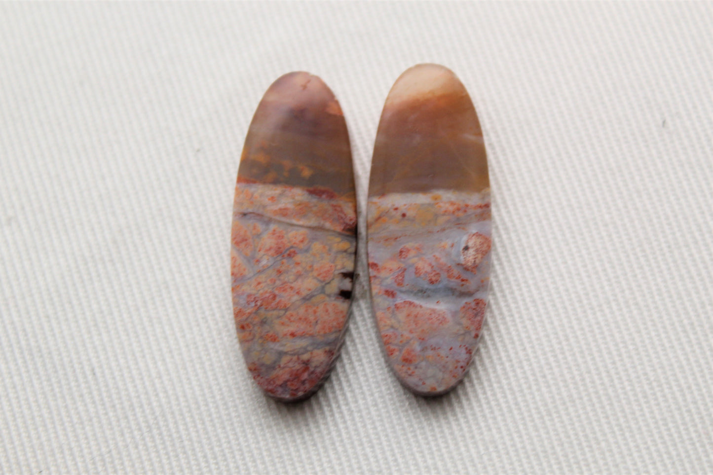 Multicolor Agate Pair Cabochons Gemstone transludent oval