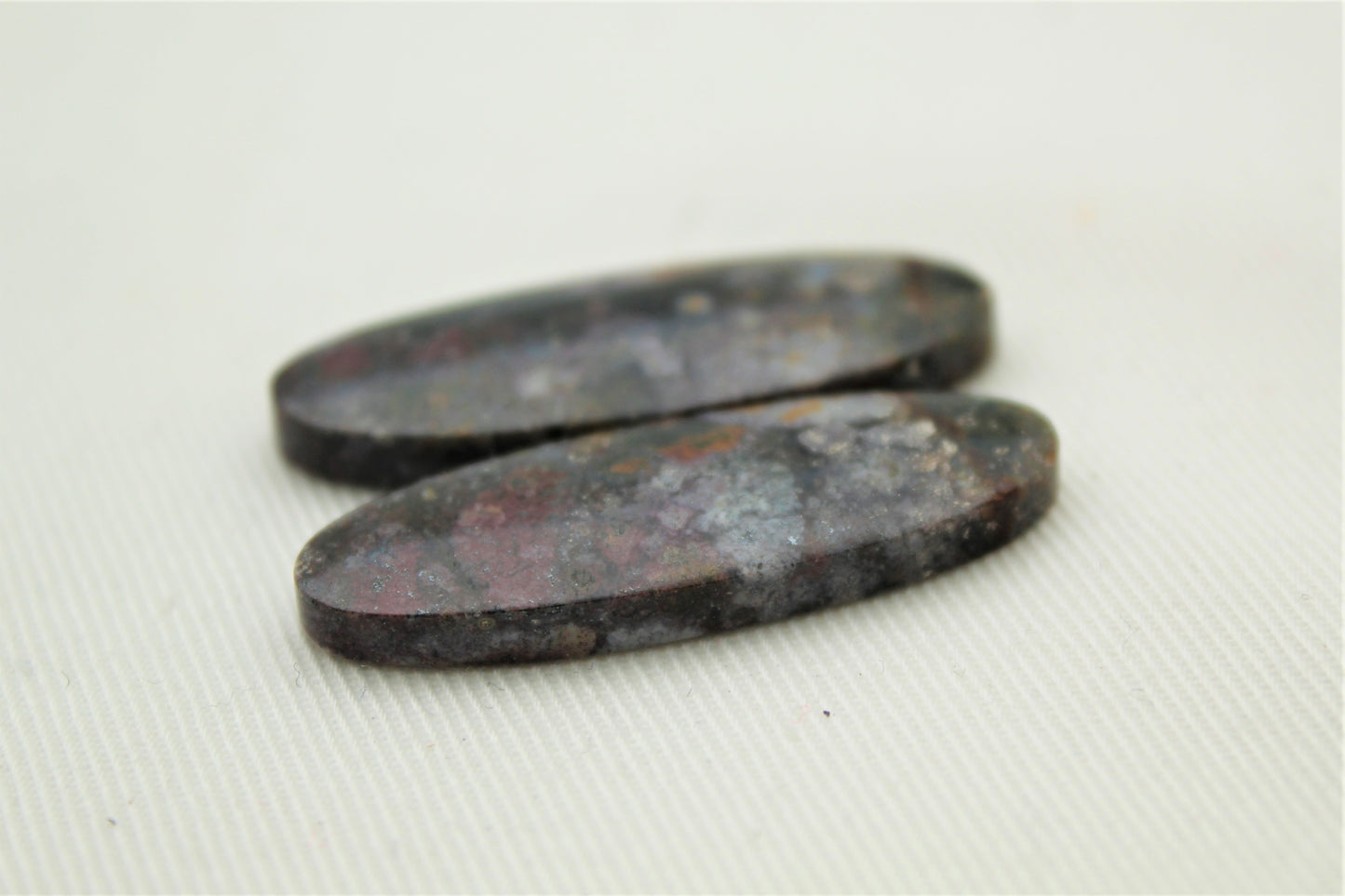 Fossil Palmwood Pair Cabochon Gemstone with druzy pockets Oval