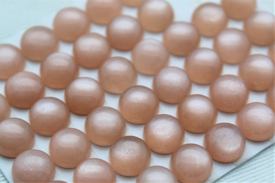 TWO peach Moonstone cabochons Gemstones round 8MM