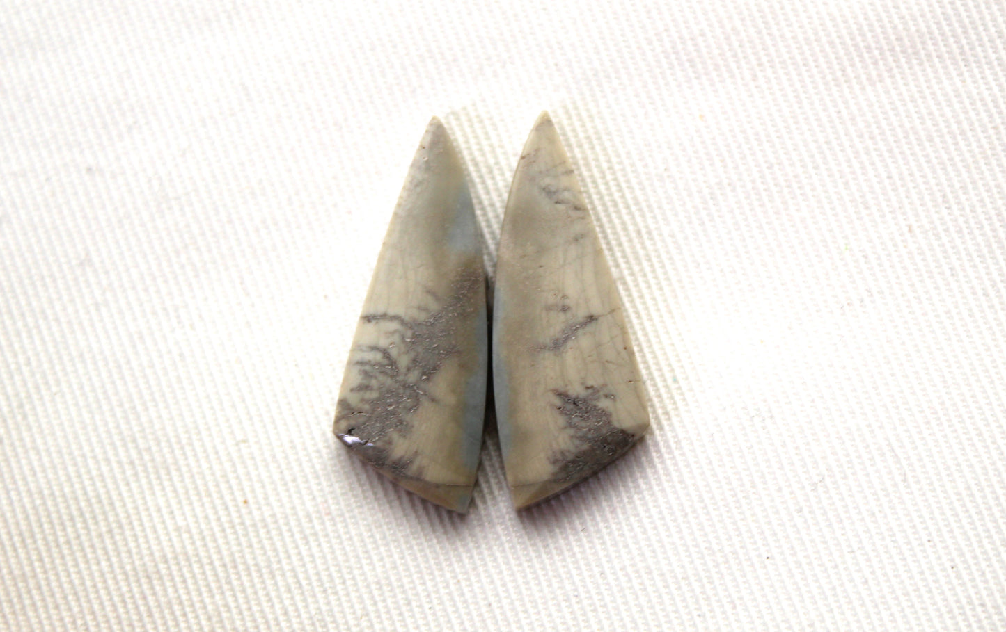 Matching pair of green Jasper Cabochons