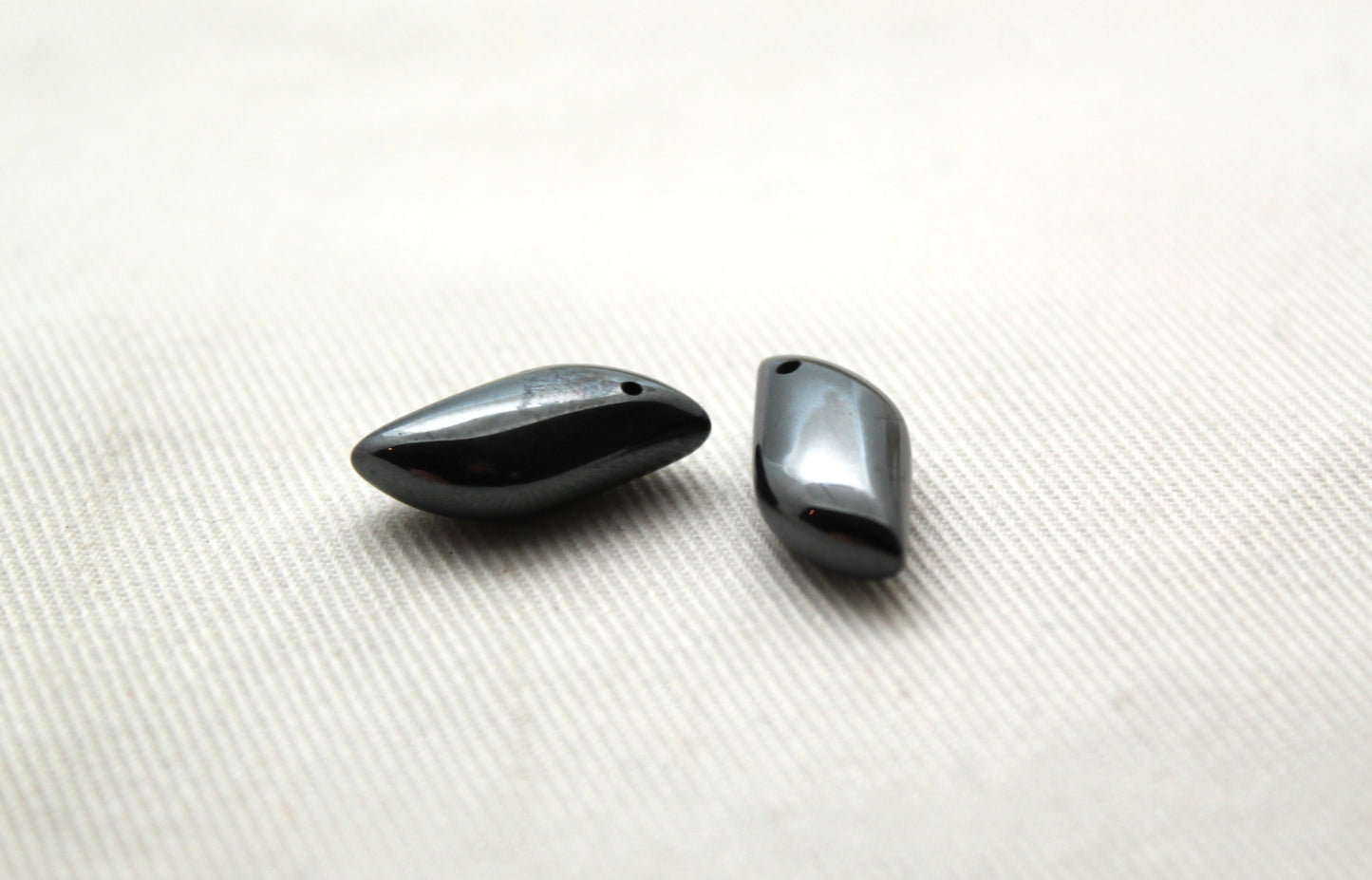 TWO Nice Hematite beads Gemstones 8x18 mm Drop