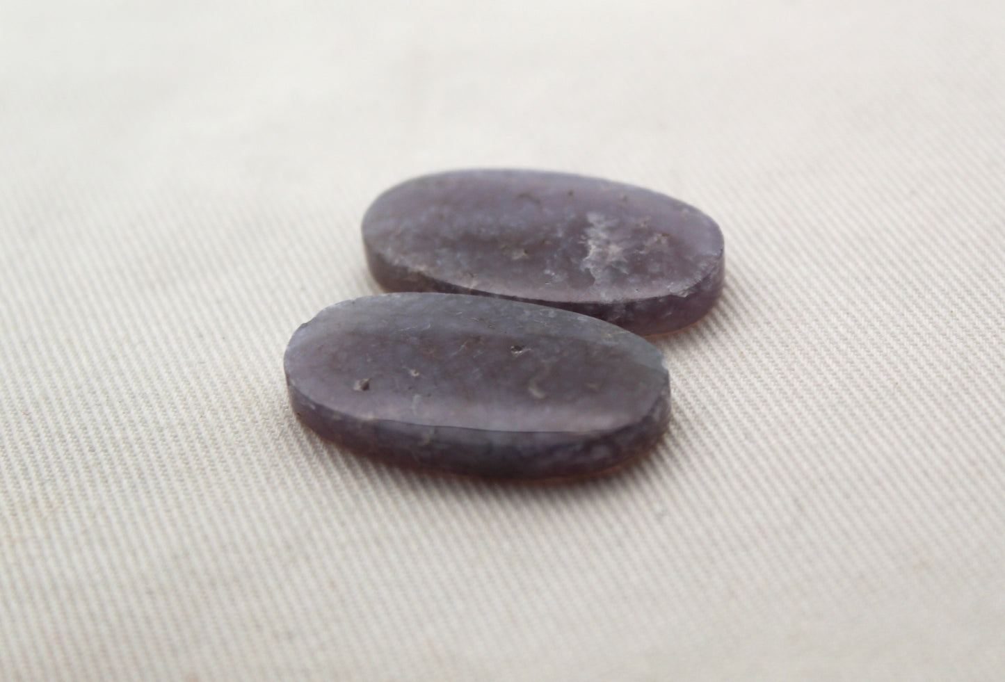 Fossil Palmwood Pair Cabochon Gemstone with druzy pockets Oval