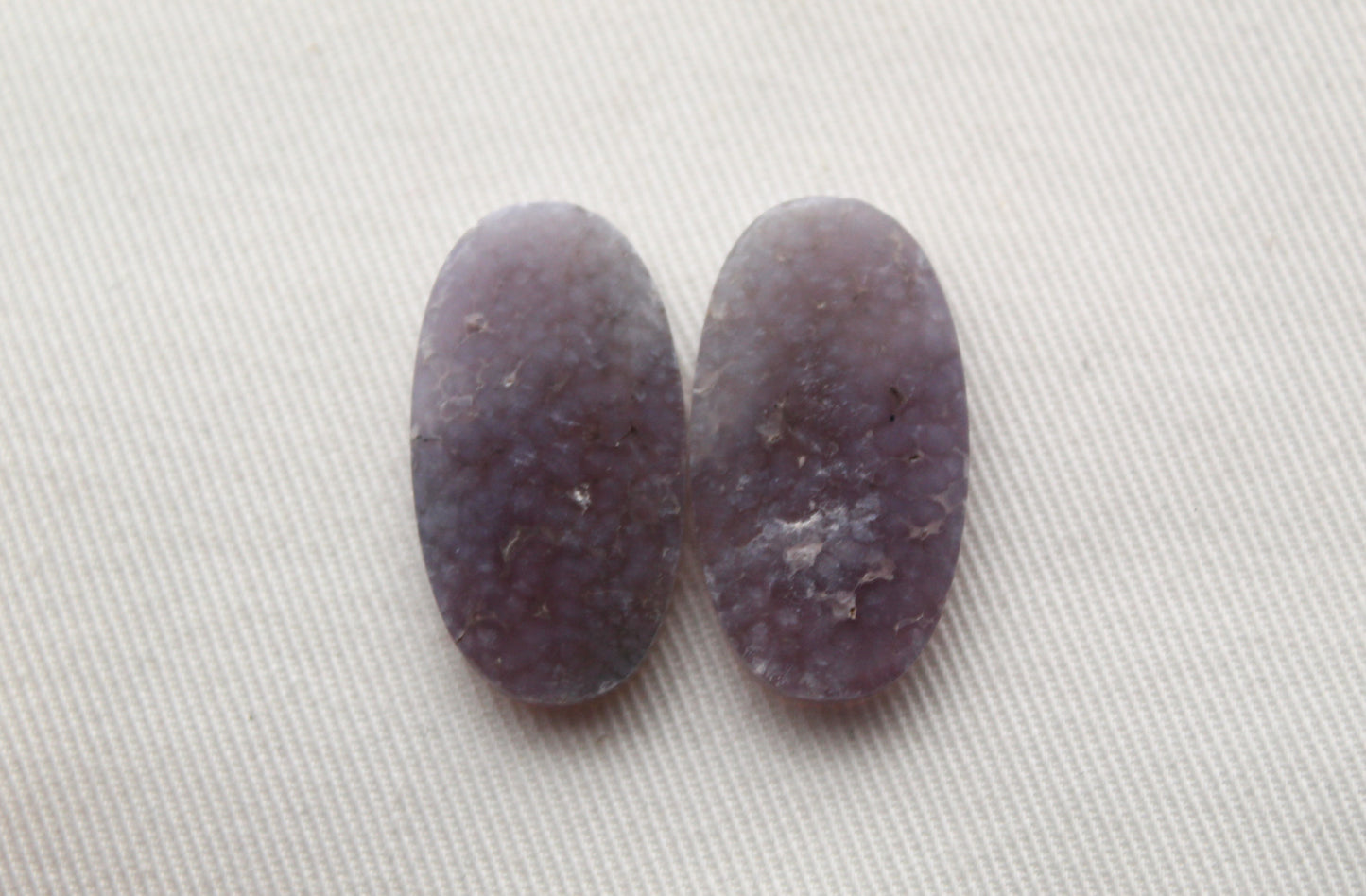 Fossil Palmwood Pair Cabochon Gemstone with druzy pockets Oval