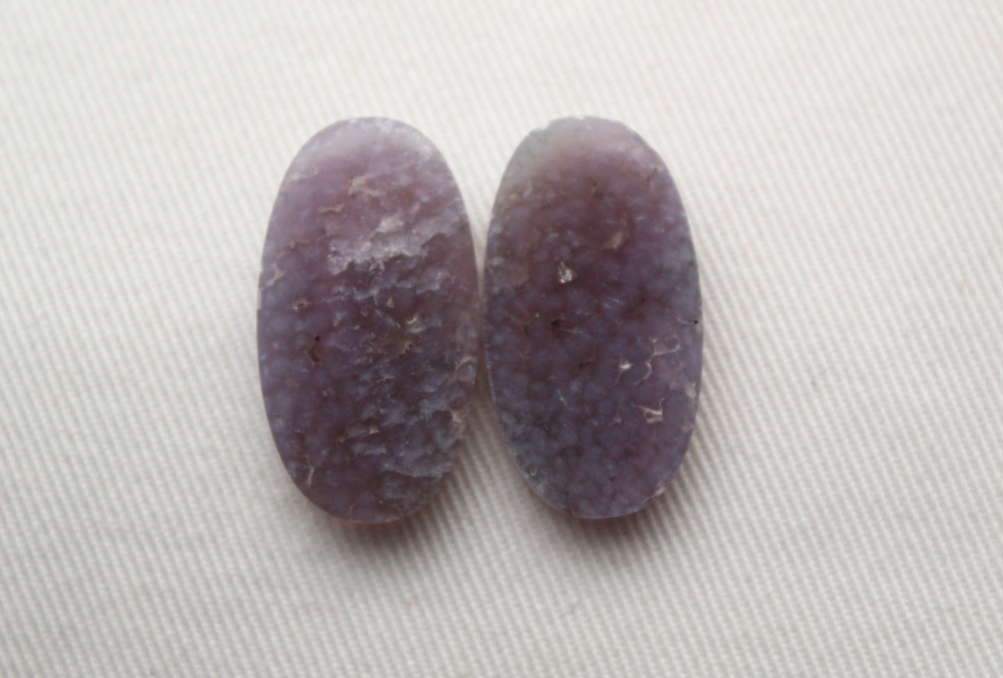 Fossil Palmwood Pair Cabochon Gemstone with druzy pockets Oval