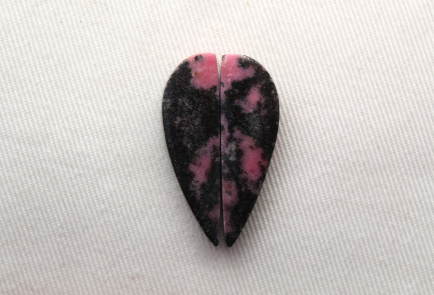 Pair of Rhodonite Cabochons Gemstone pink black