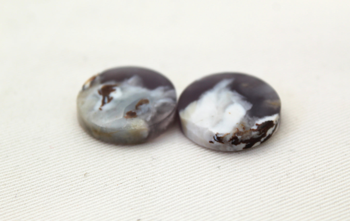 Nice Chalcedony cabochons Pair purple round
