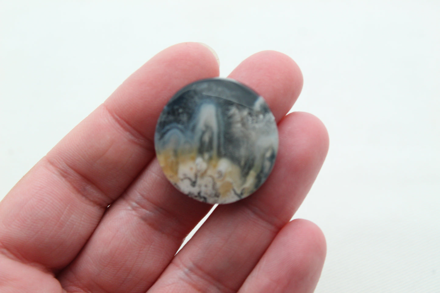 Indonesian Agate Plume DOUBLET Cabochon Gemstone round 28MM