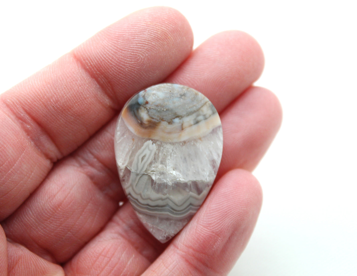 Milky Indonesian Agate cabochon teardrop gemstone