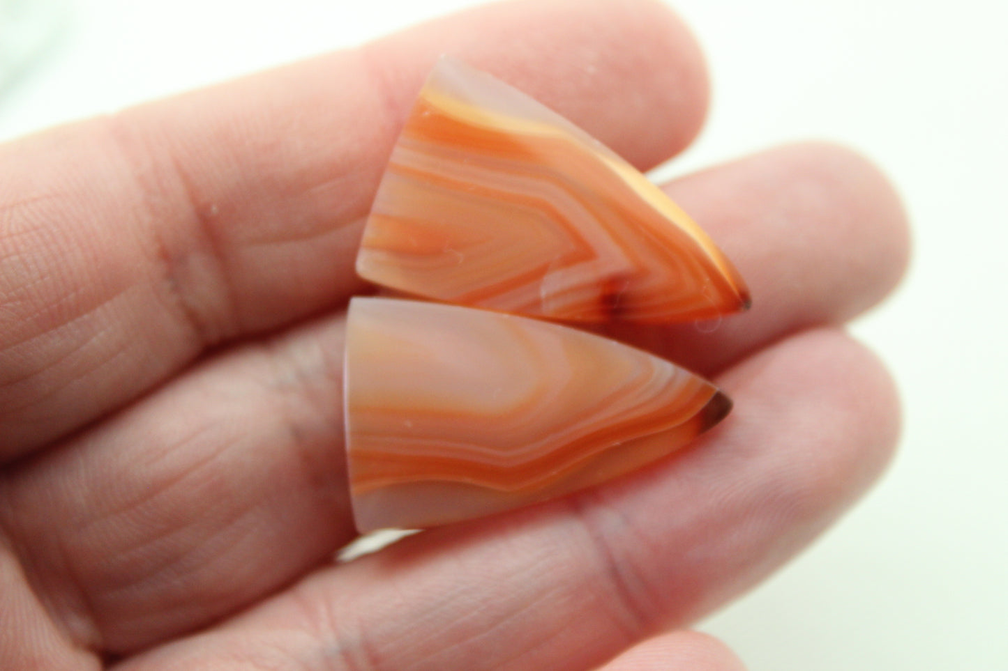 Banded Agates Cabochons pair Gemstone orange
