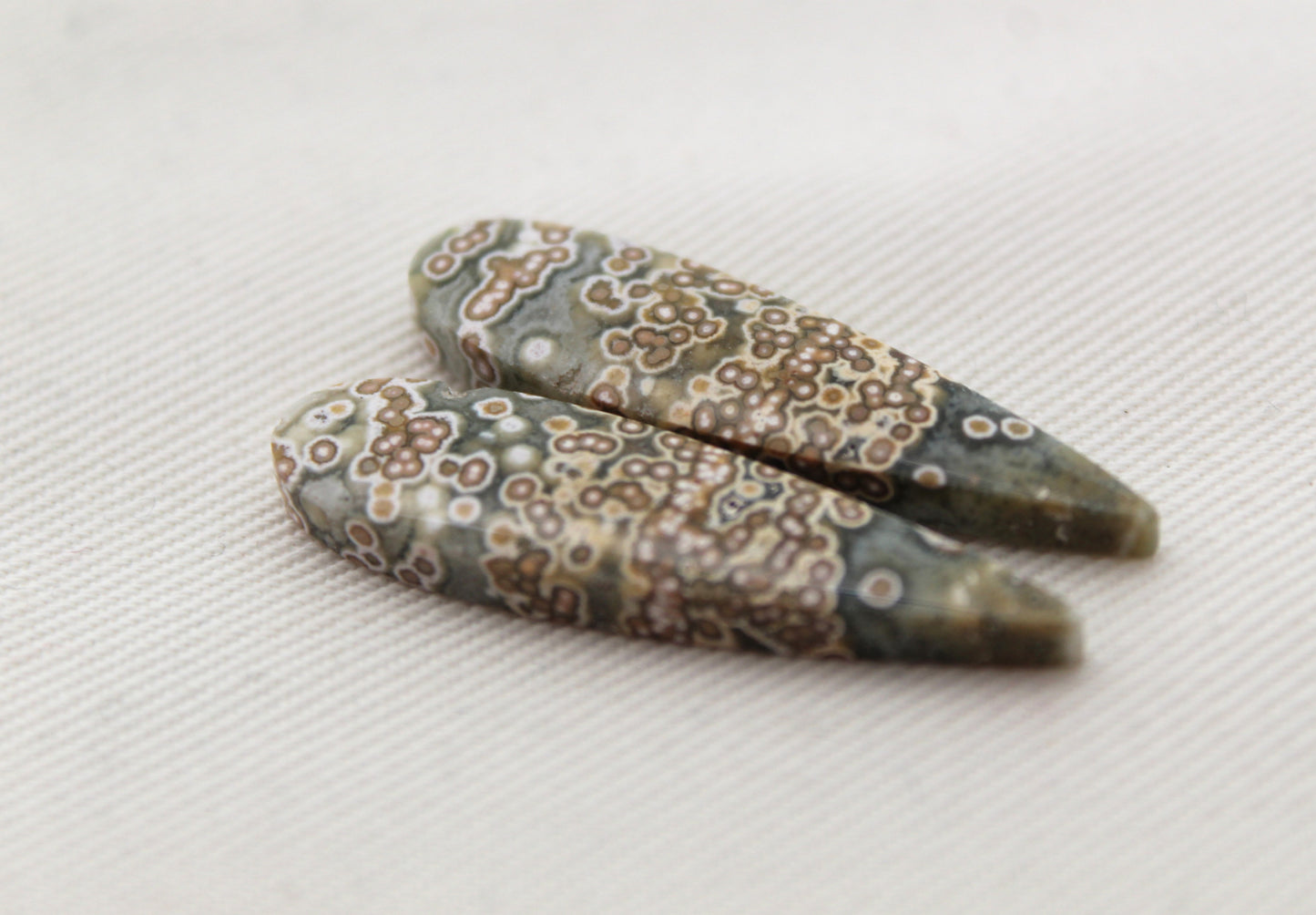 Orbicular Jasper Cabochon Pair Gemstone with druzy