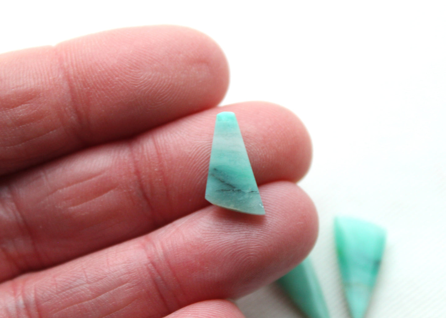 THREE MINI Blue opalized Wood Cabochon