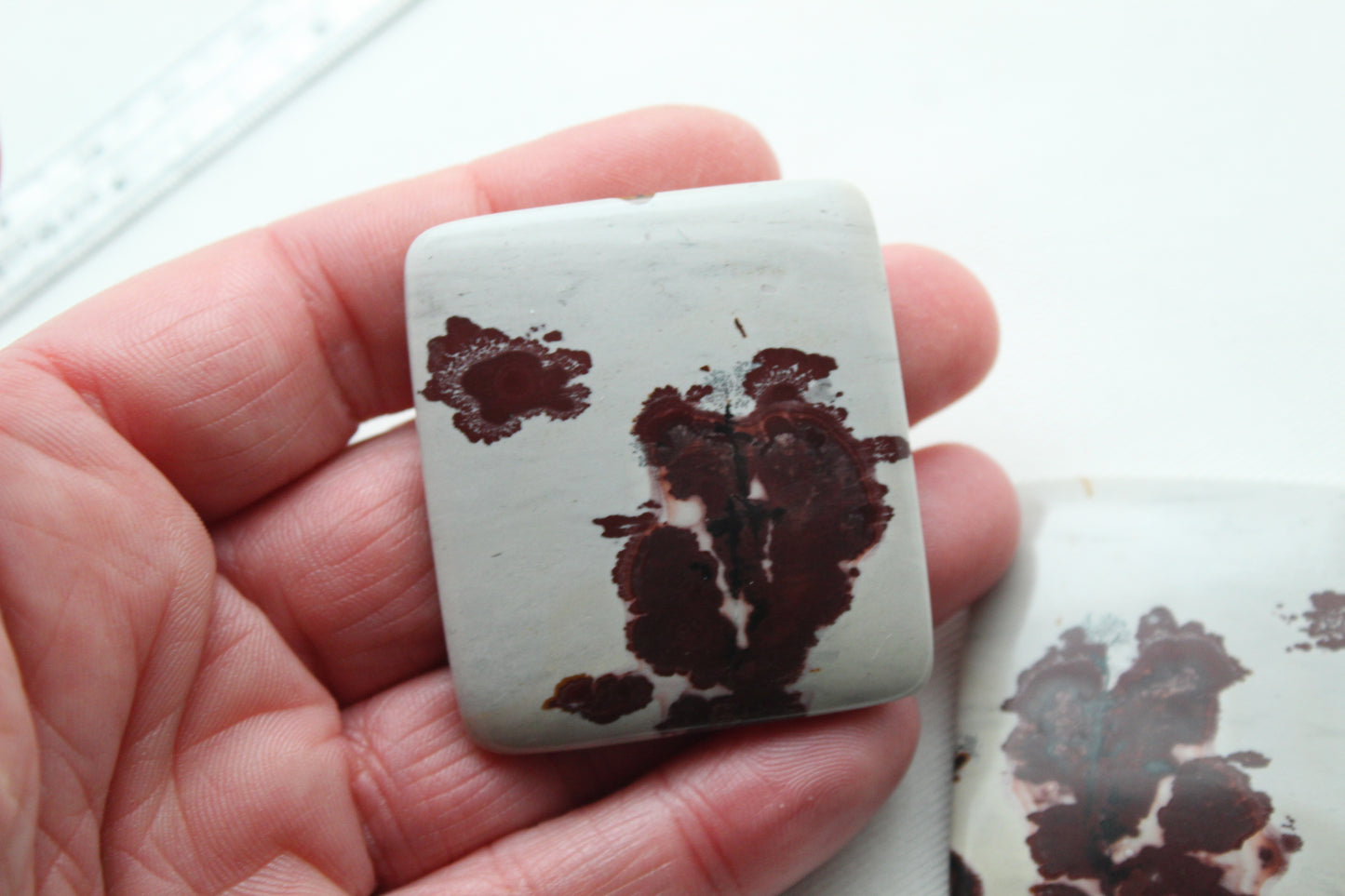 LARGE Dendritic Jasper Cabochon Pair Gemstone rectangle