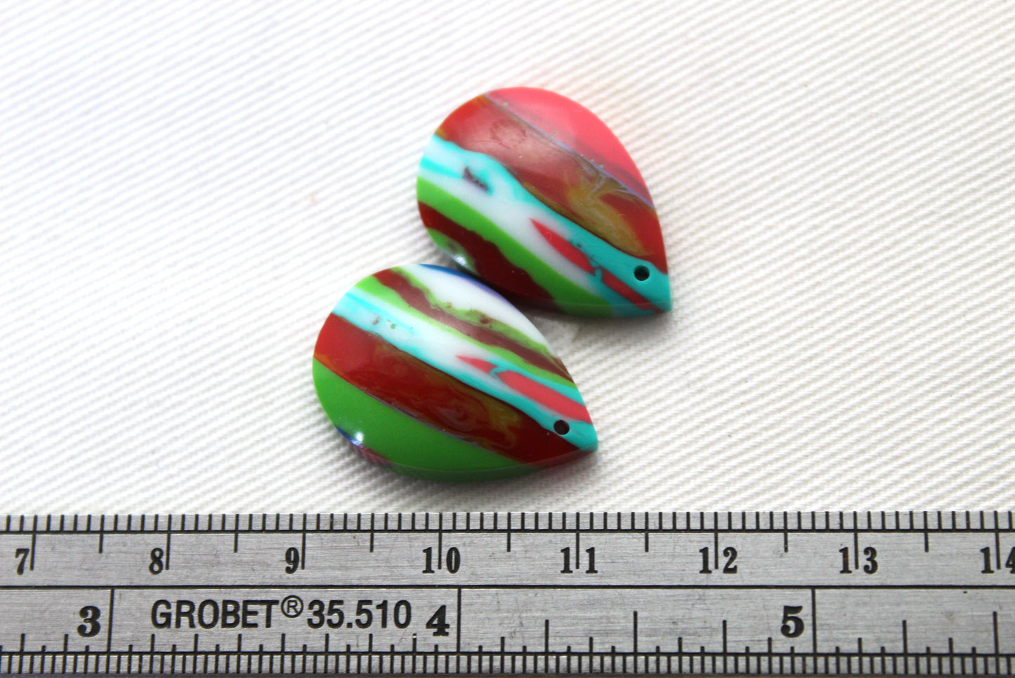 Surfite Cabochon Pair multicolors teardrop DRILLED