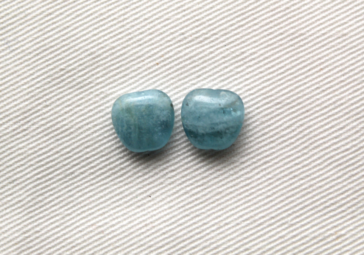 TWO Aquamarine Apple shape 10MM - UNDRILLED