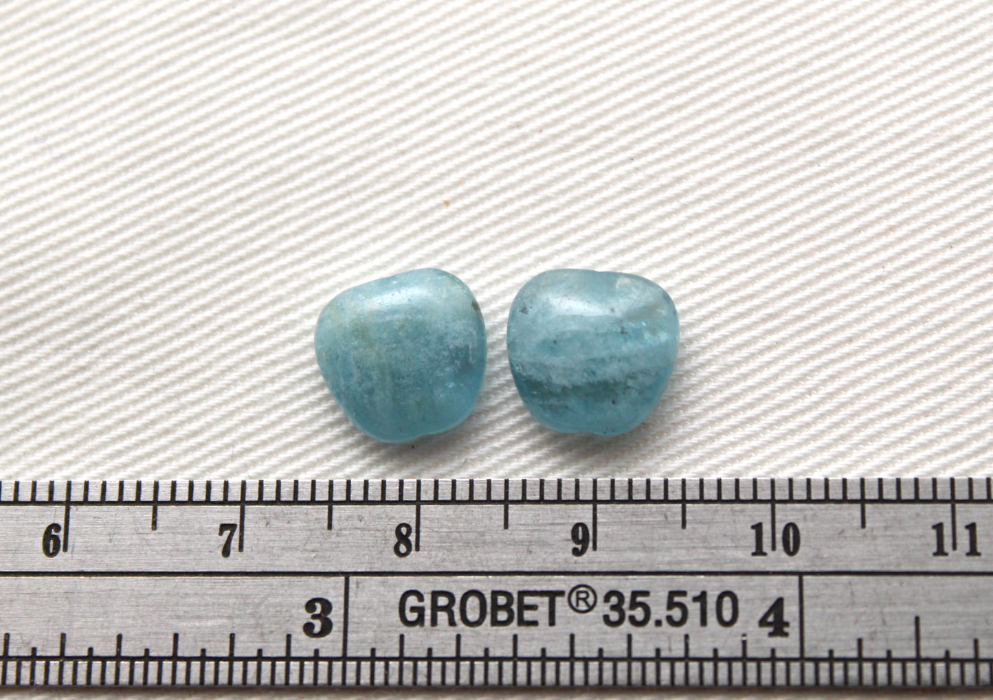 TWO Aquamarine Apple shape 10MM - UNDRILLED