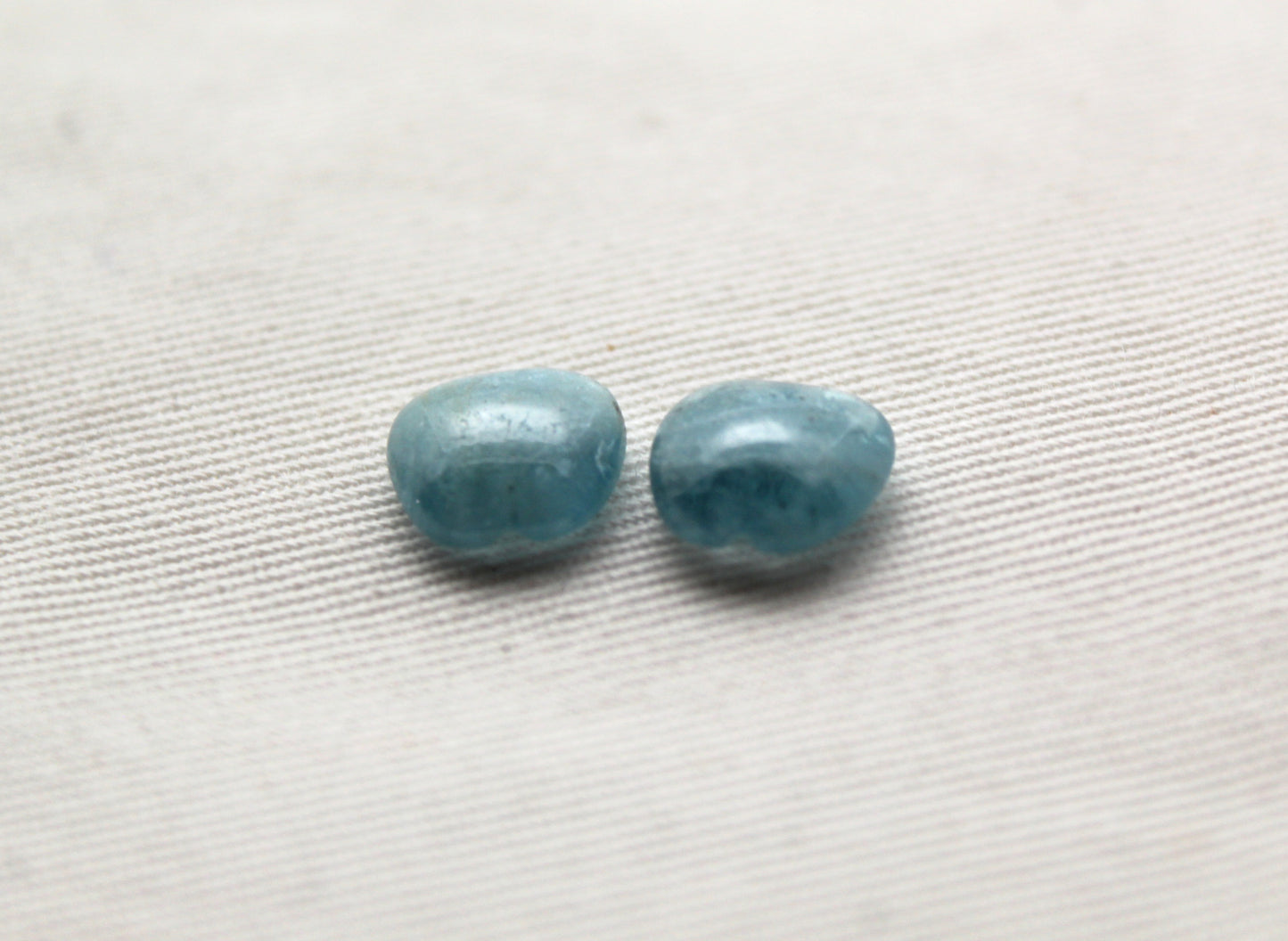 TWO Aquamarine Apple shape 10MM - UNDRILLED