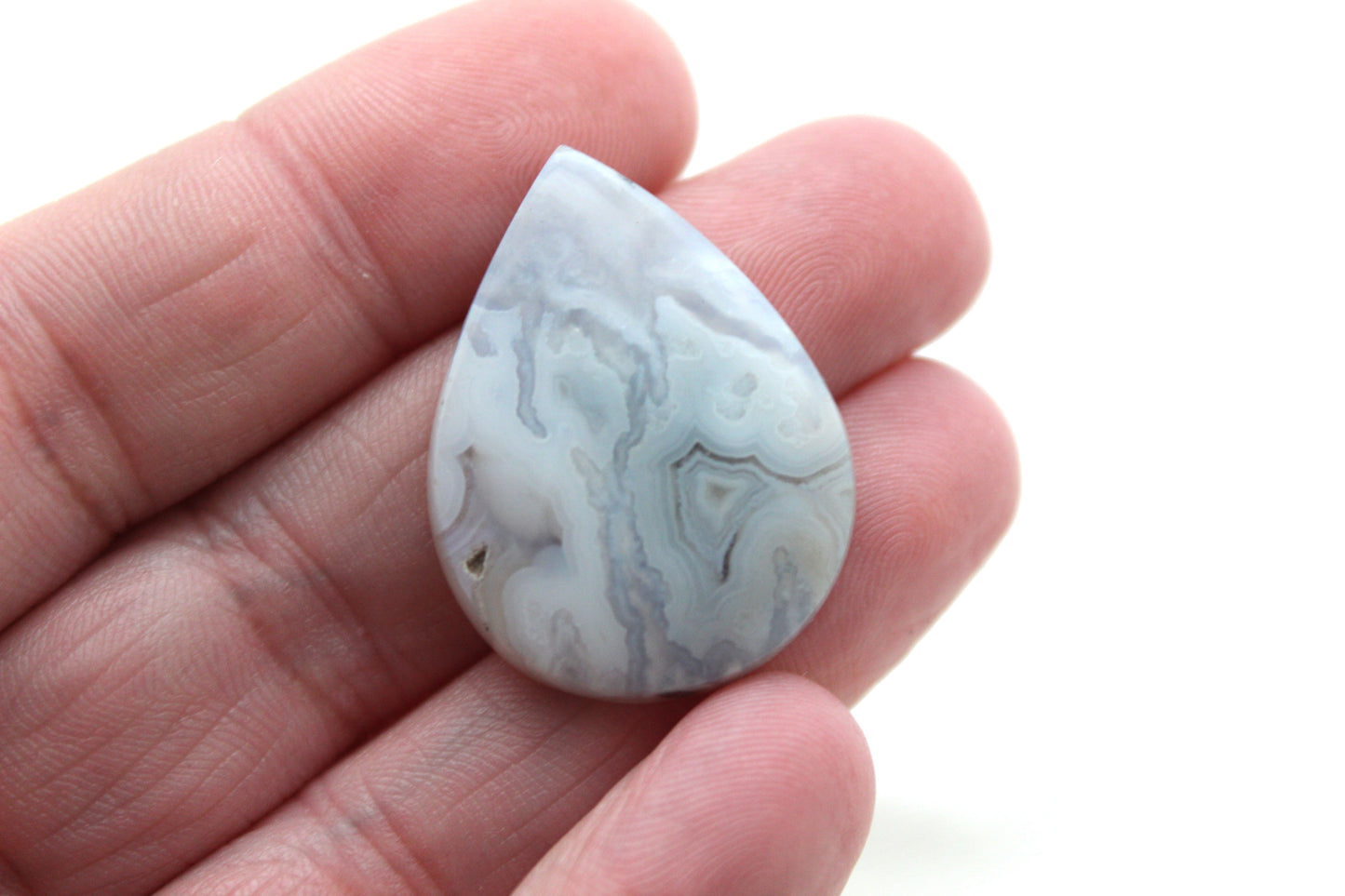 Indonesian Blue Agate Cabochon Gemstone teardrop