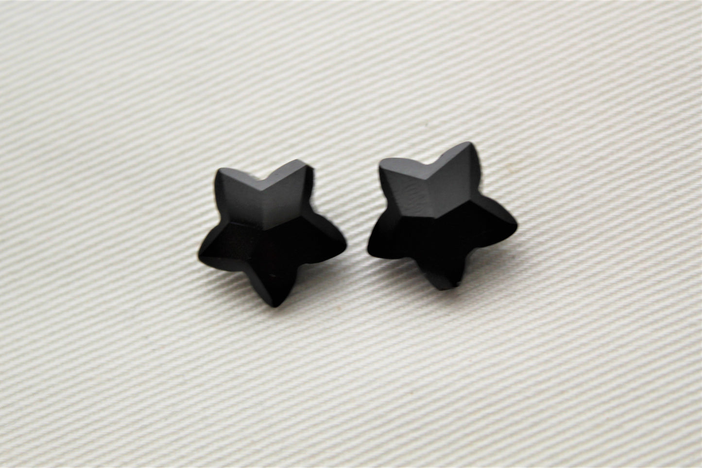 Set of two Black agate Gemstones STAR 13MM