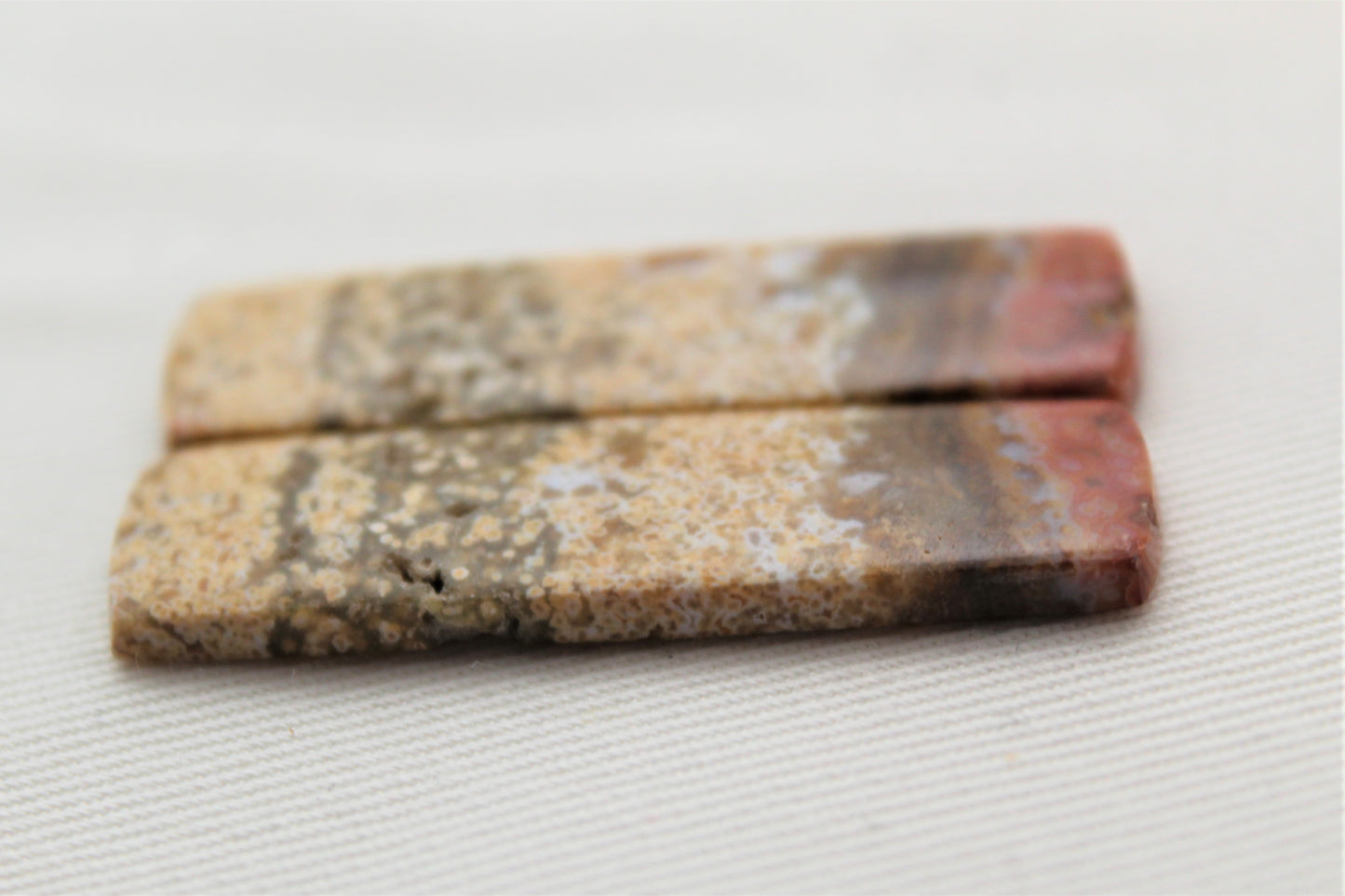 River Jasper Cabochon Pair Gemstone pink beige