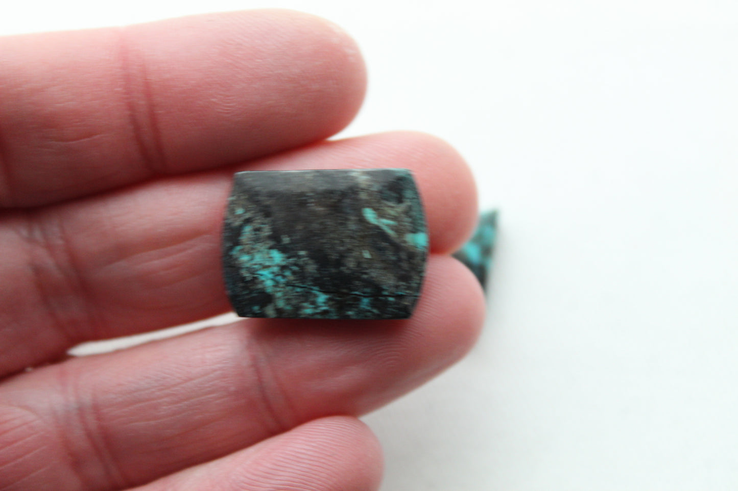 TWO SMALL Blue opalized Wood Cabochon mismatch