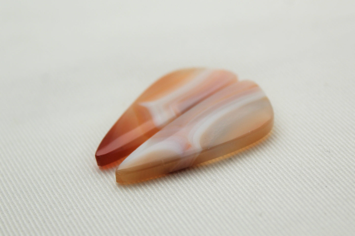 Banded Agates Cabochons Pair peach white