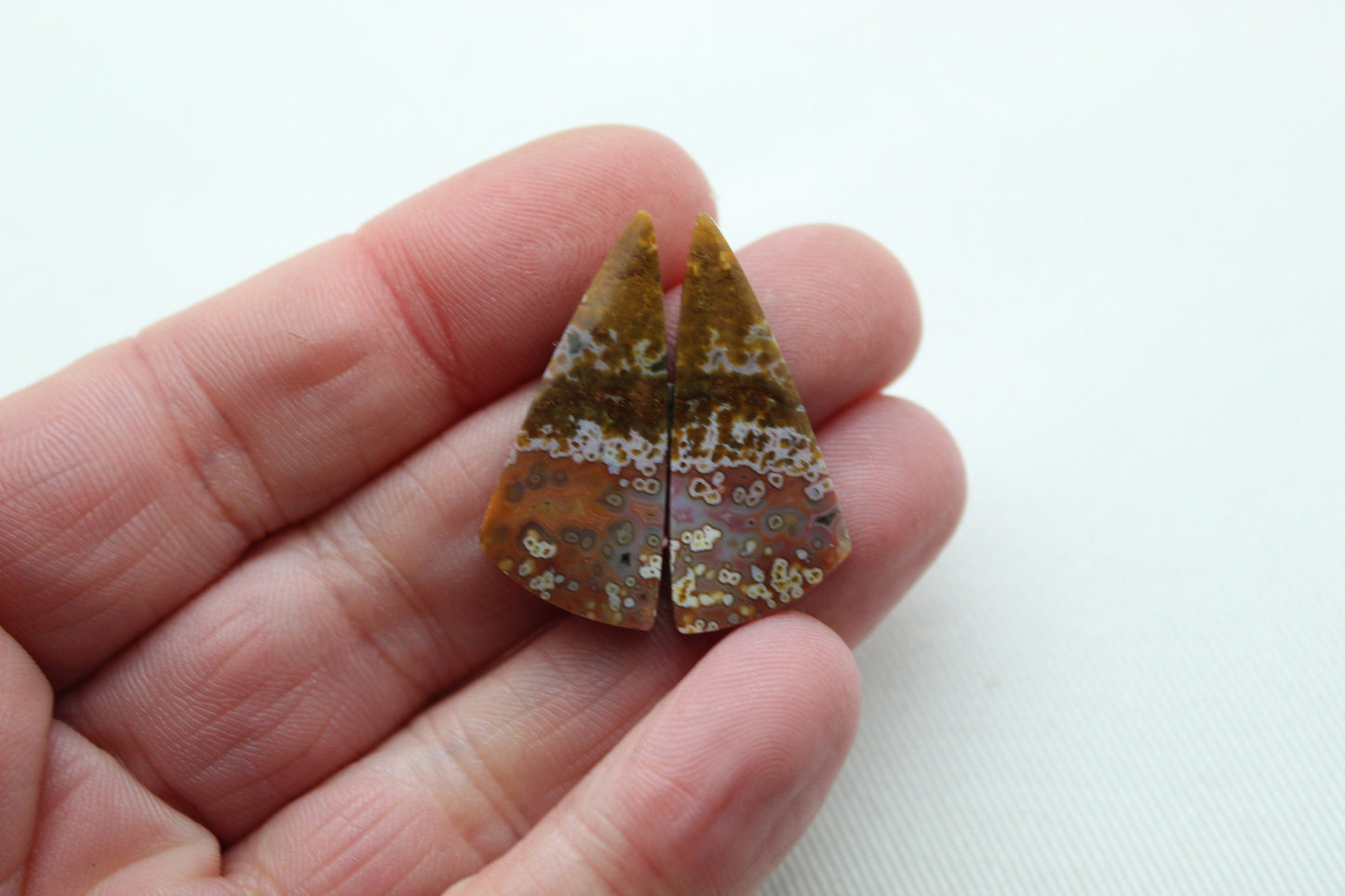 River Jasper Cabochon Pair Gemstone beige pink