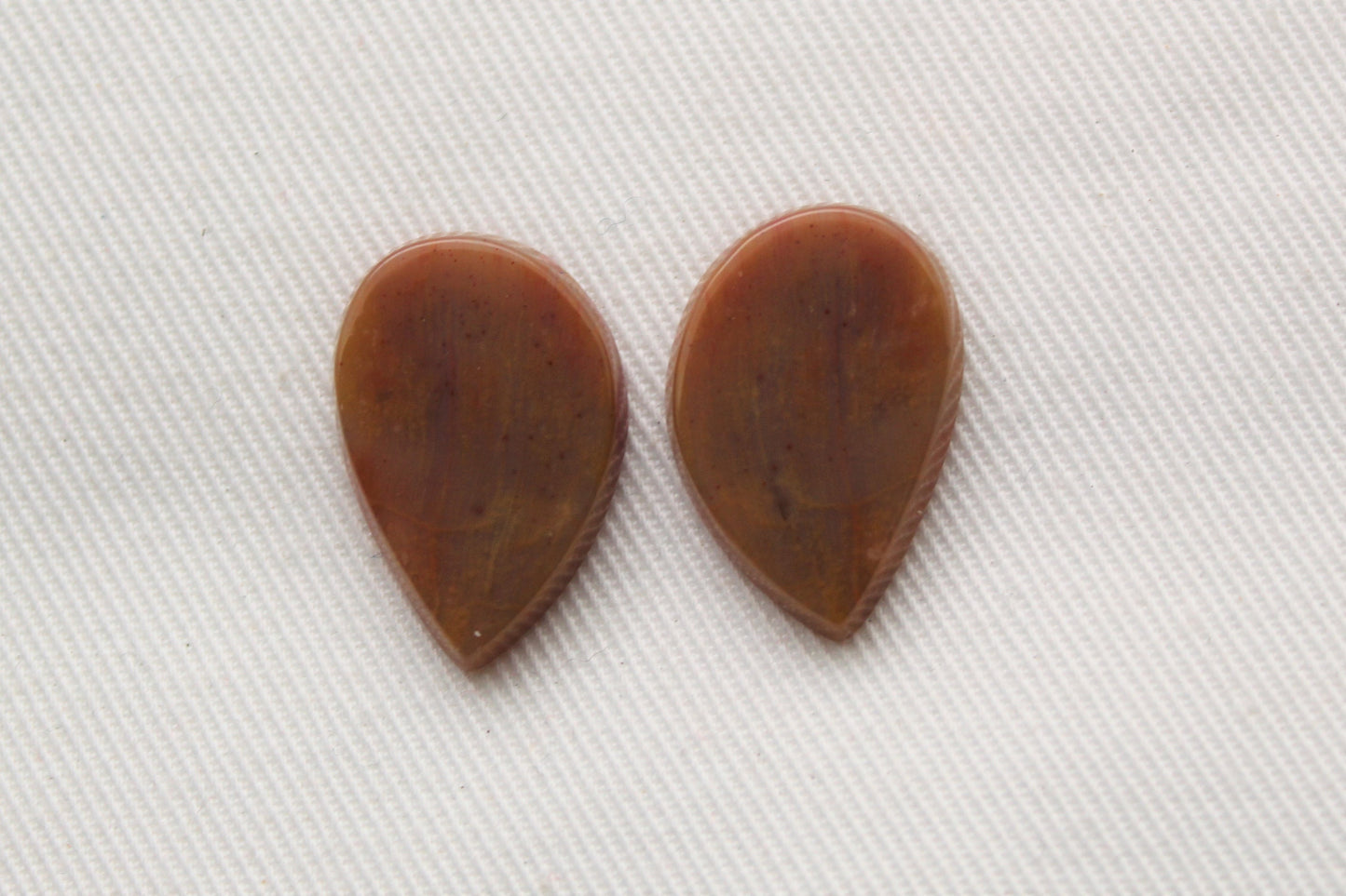Set of Fossil Wood cabochons natural beige red rectangle gemstones