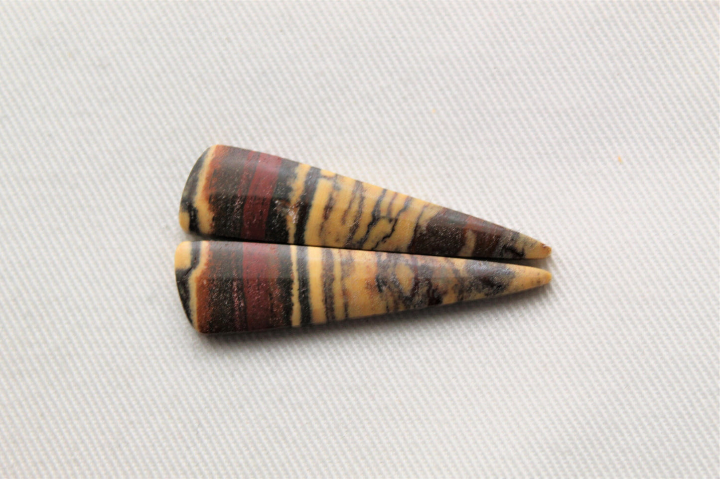 Nice Pair of Australian Jasper Cabochons teardrop yellow gray terra cotta