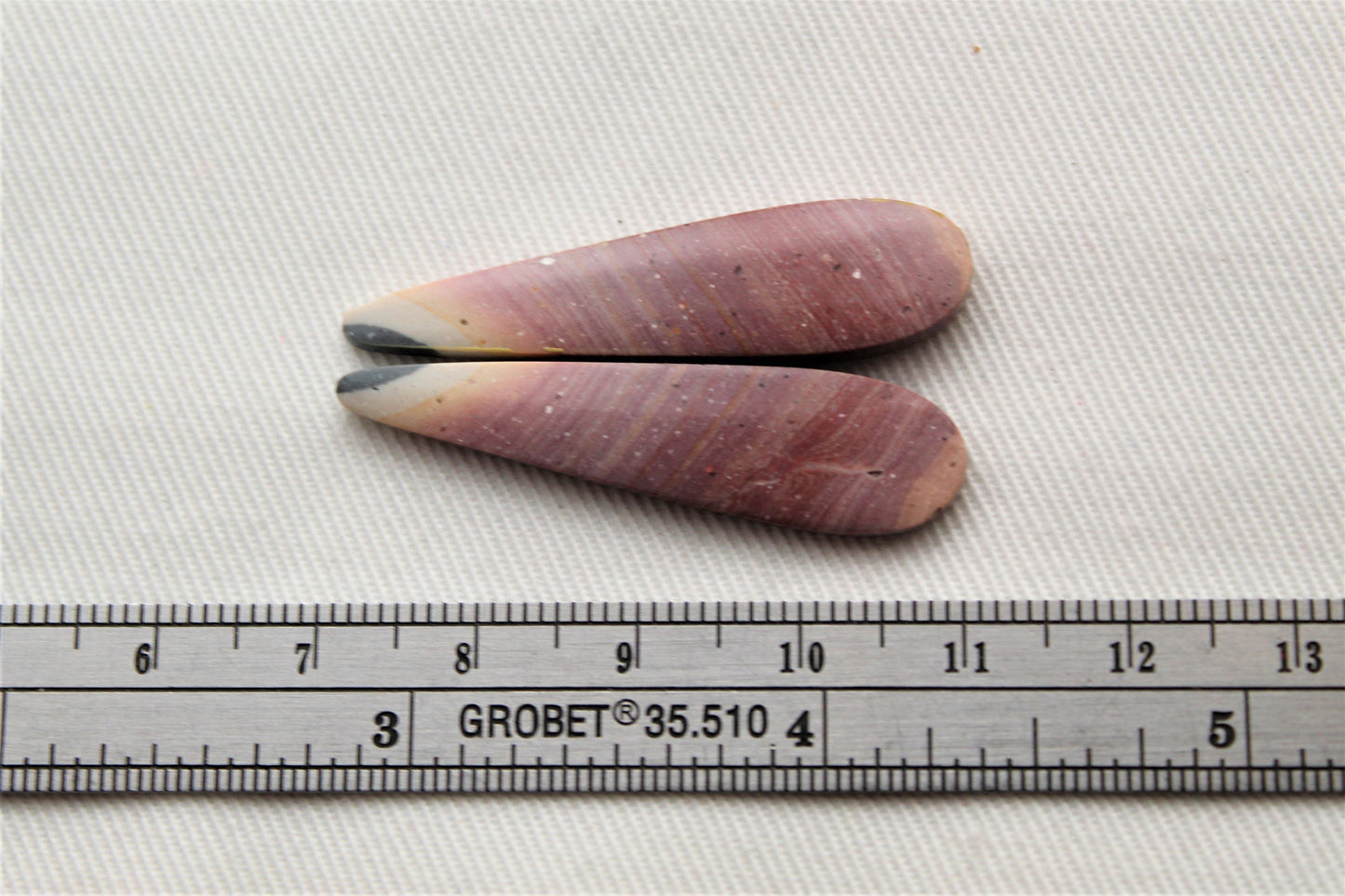 Nice Matching pair of Indonesian Polychrome Jasper Cabochons Teardrop