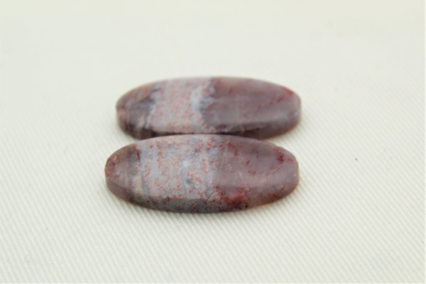 Agate Multicolore Paire Cabochons Pierre Ovale