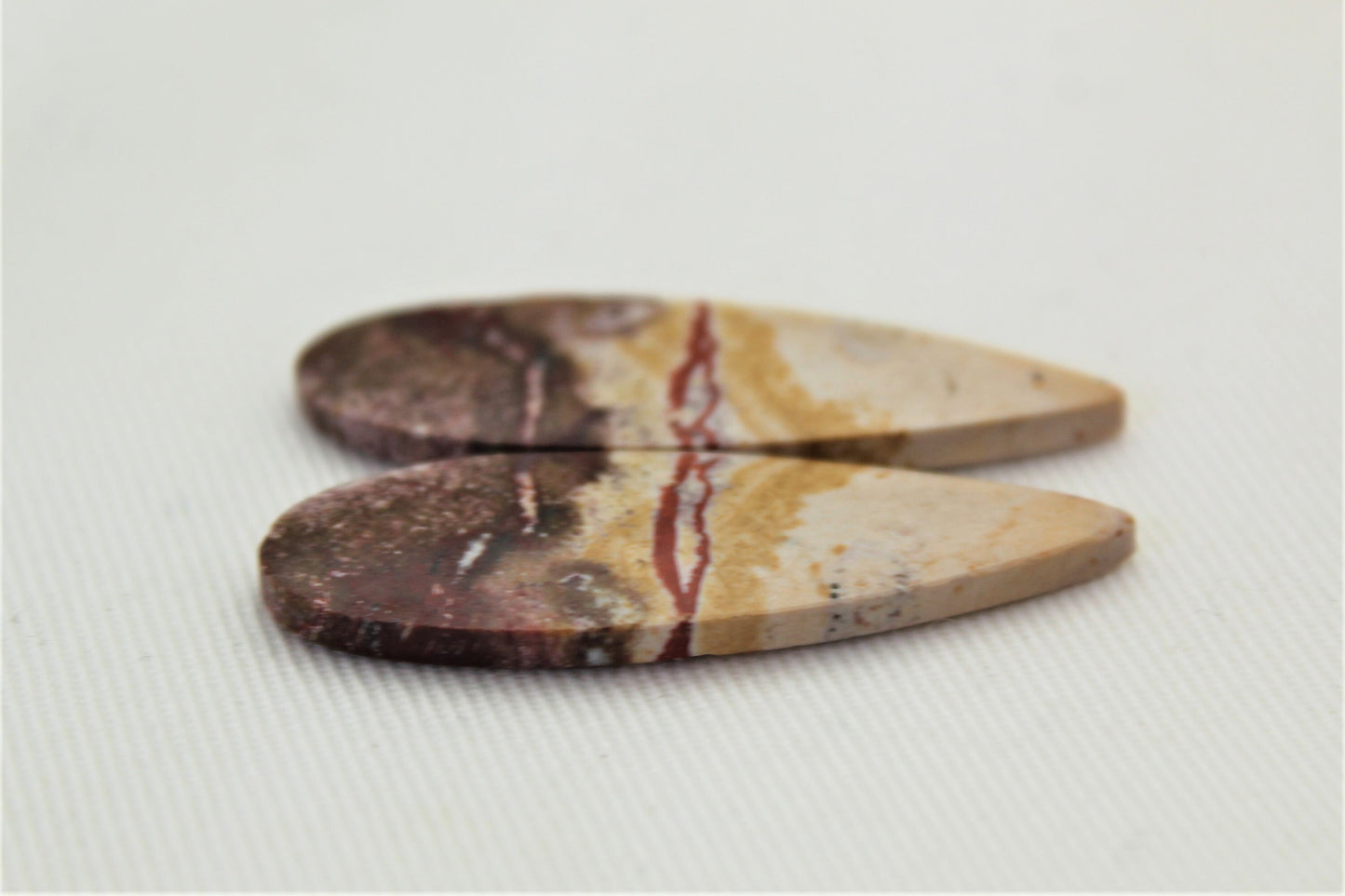 Pair of Indonesian Jasper Cabochons teardrop pair