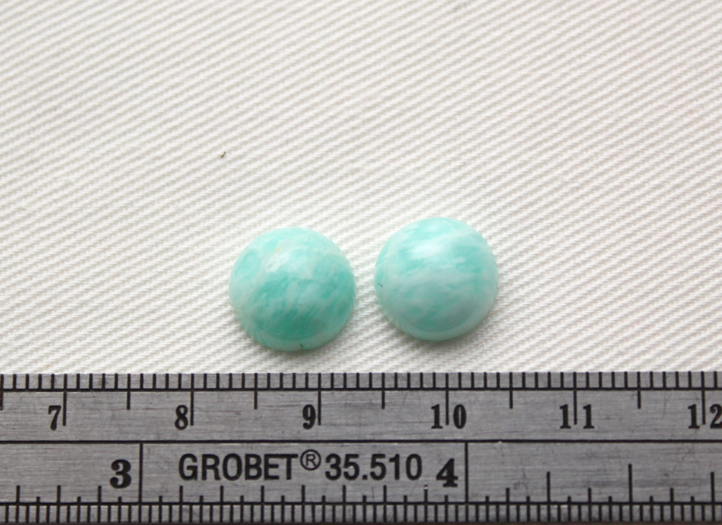 TWO Amazonite cabochons 10 MM Gemstones round