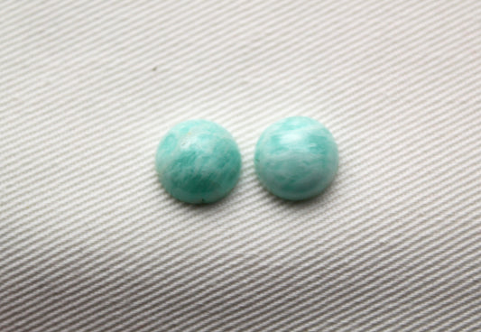 TWO Amazonite cabochons 10 MM Gemstones round