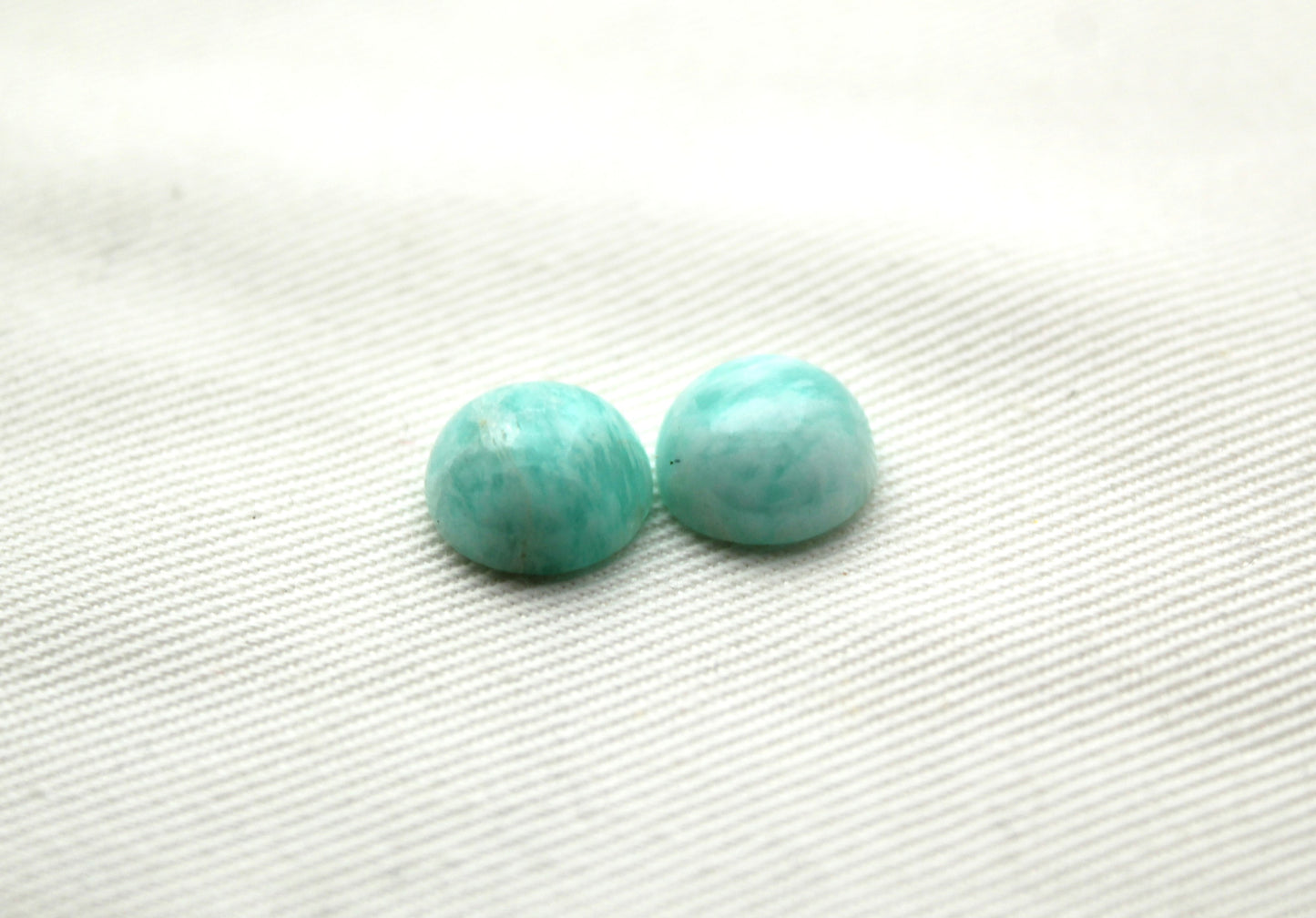 TWO Amazonite cabochons 10 MM Gemstones round