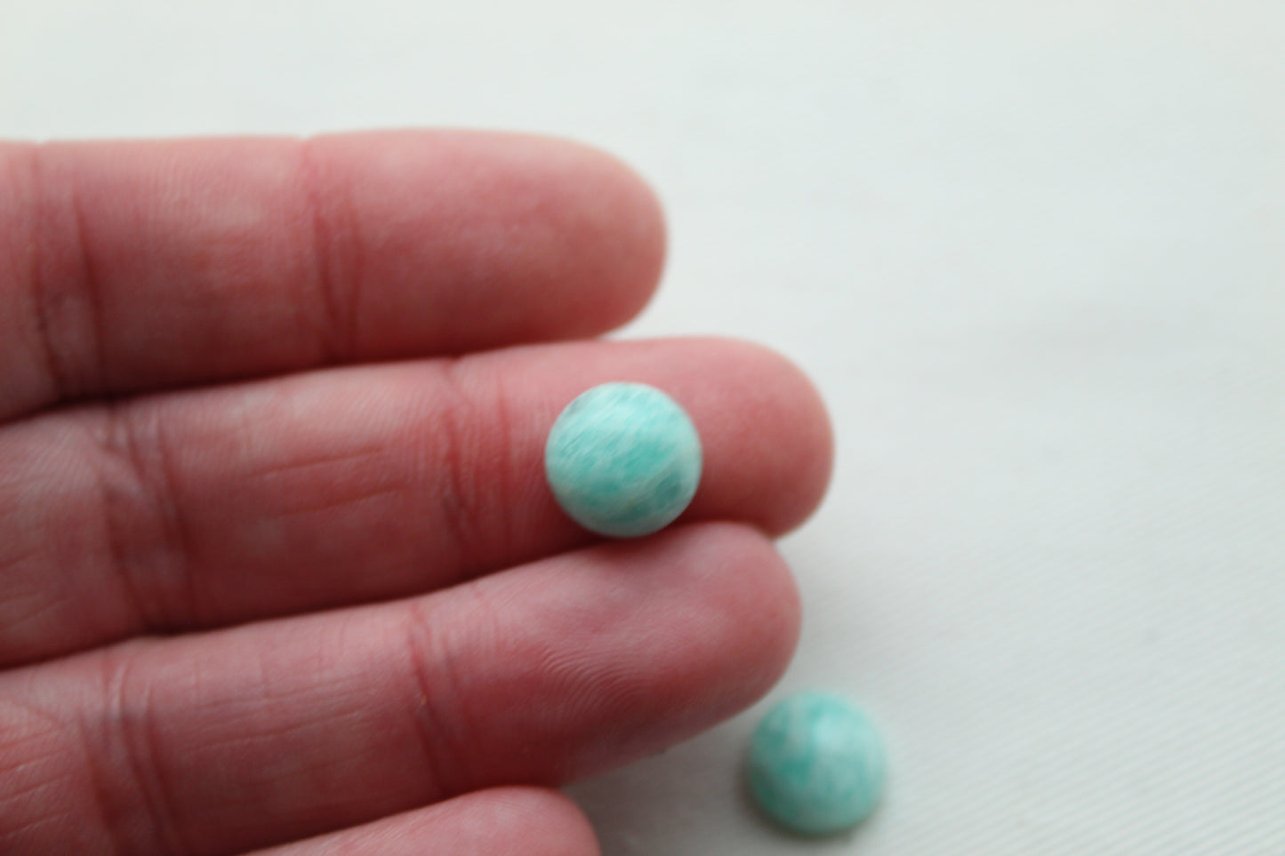 TWO Amazonite cabochons 10 MM Gemstones round